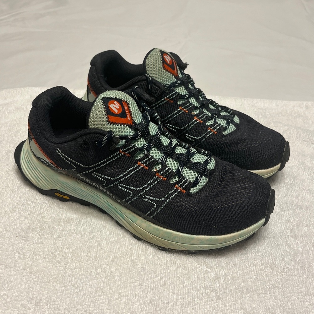 Womens Merrell Moab Flight Black Hiking Running Sneakers Shoes Size